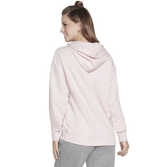 BNWT Skechers BOBS Bonjour Pooch Pocket Fleece Hoodie Light Pink Size S - Picture 3 of 10